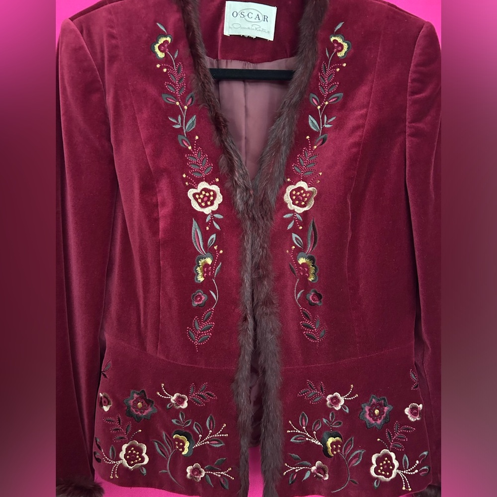 Vintage Oscar de la Renta Velvet Blazer Jacket - Picture 2 of 5
